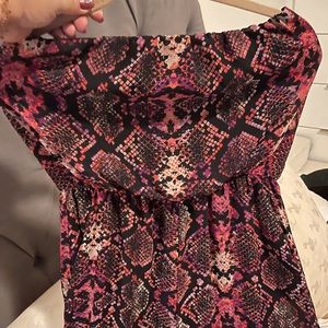 Strapless snake print jumpsuit